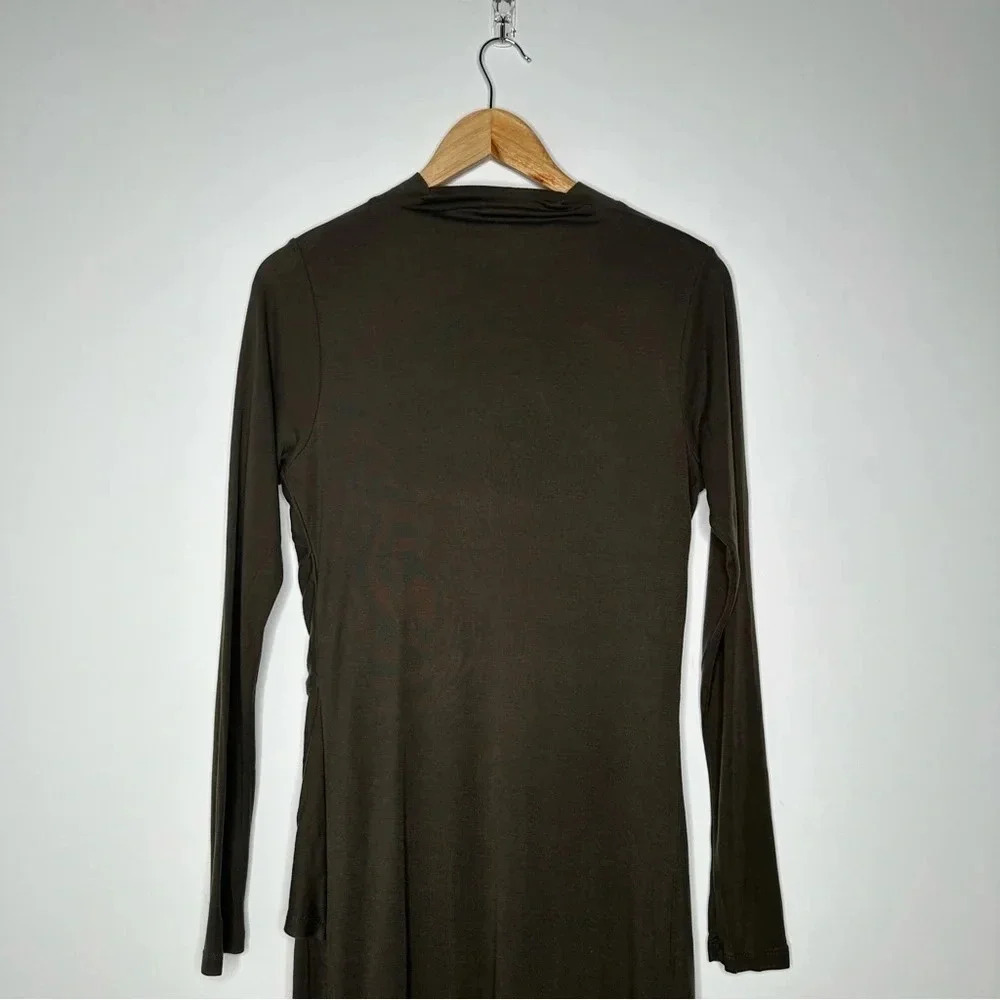 TED BAKER Khaki Green Neyda Long Sleeve Jersey Drape Dress Size 2 - Picture 11 of 15